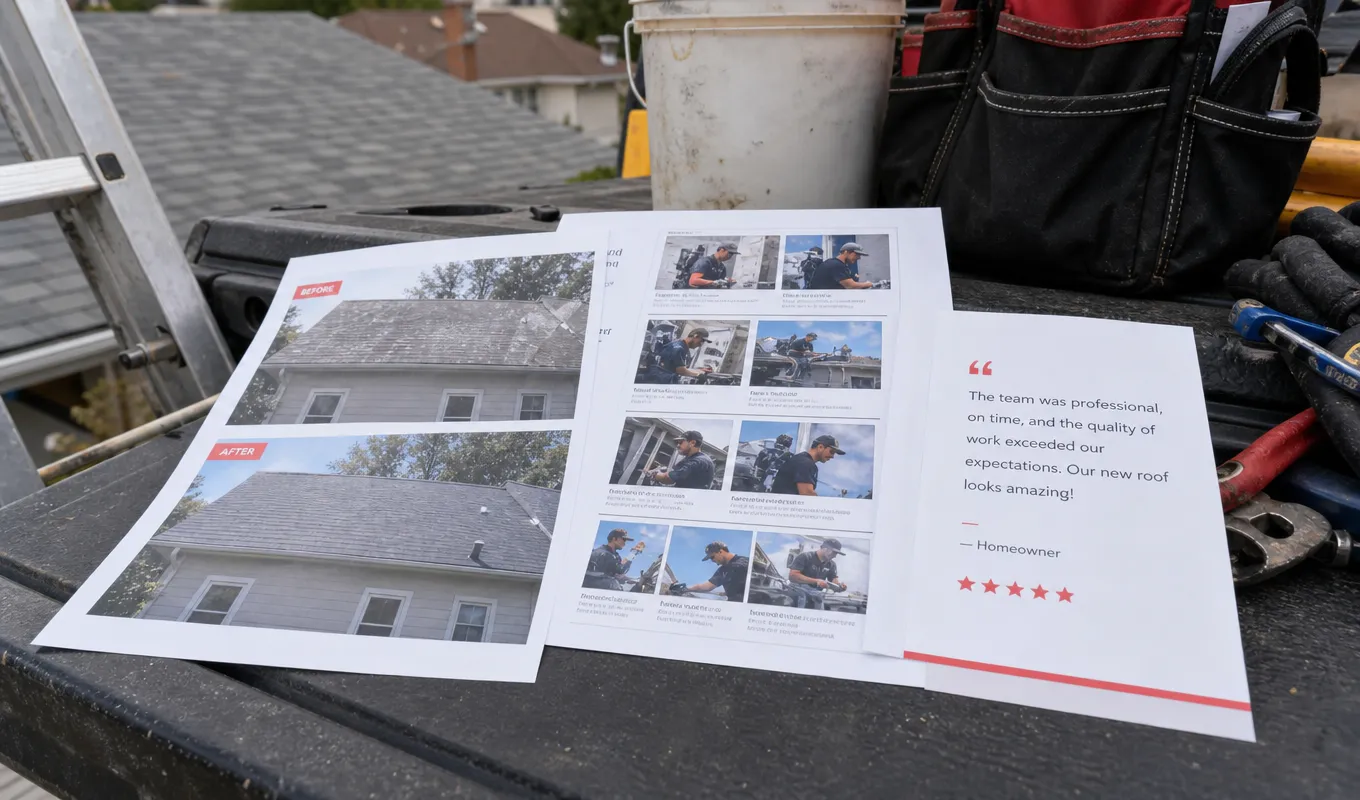 Creative Test Layout Printed ad creative test versions laid out on a truck tailgate